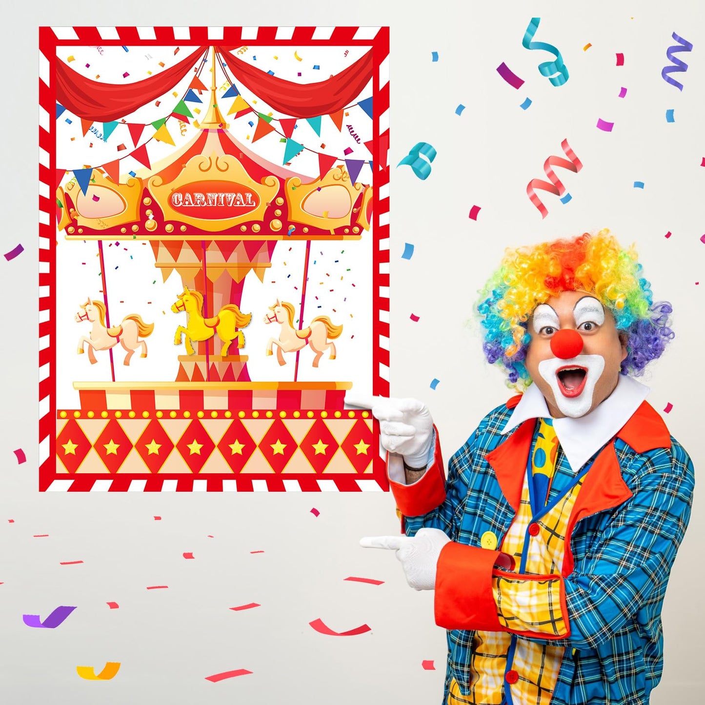 Faccito Carnival Circus Party Games Pin The Stickers on The Large Poster with 24 Pcs Stickers Blindfold Carnival Pin Game Set fo