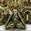 Mjdiceok Hollow Magic Vine Leaf Metal Dice Set Dnd Dice Set 7 Role Playing Dice D&D Dungeons And Dragons Dice (Ancient Bronze +