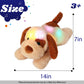 Cuteoy Plush 14" Brown Puppy Dog Stuffed Animal - LED Musical Toy for Toddlers, Singing Lullabies, Great Gift