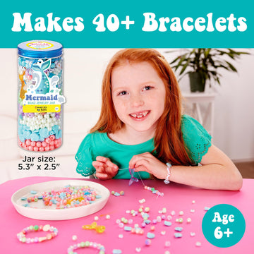 Creativity for Kids Mermaid Bead Jewelry Jar: Create 40+ Friendship Bracelets for Girls, DIY Girls Beads Jewelry Making Kit, Mer