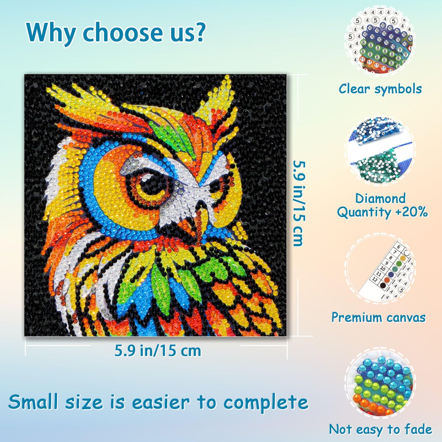 UiSdfuy Diamond Art Kits for Kids Ages 8-12, Arts & Crafts, Gem Art 4 Pack Diamond Painting 6 X 6 (4-Lion)