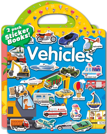 2 Pack Vehicle Dinosaur Reusable Sticker Book For Toddlers 2-4 Years, Toddler Sticker Book For Kids, Toddler Activities Crafts P