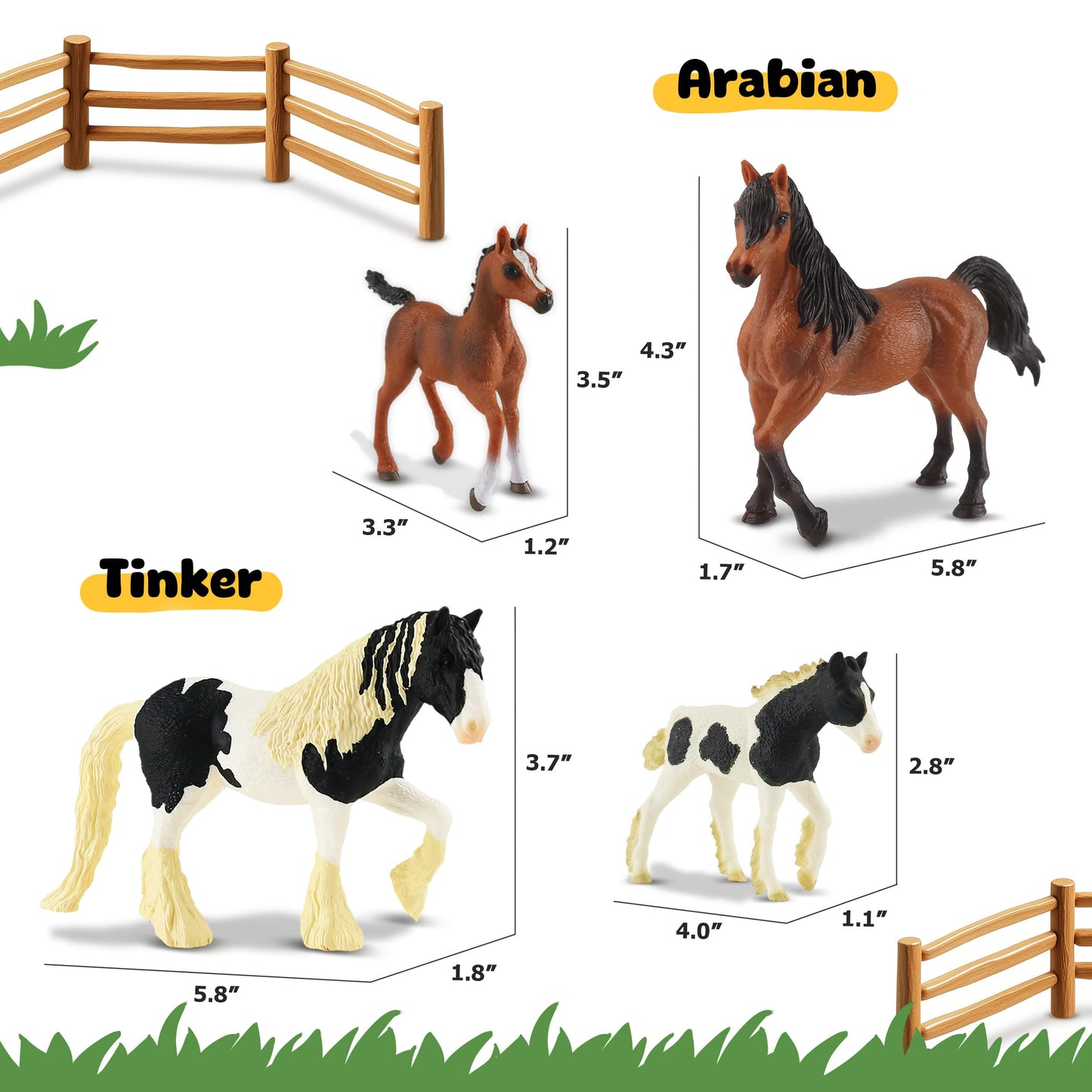Zippytots 10PCS Horse Figurine Set - Realistic Plastic Toys for Toddlers - Educational Gift & Party Favors - Model BT013