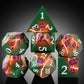 DNDND Metal Dice, 7 PCS Metallic Flowers D&D Dice with Gorgeous Gift Case for DND Dungeons and Dragon Tabletop Game (Army Green