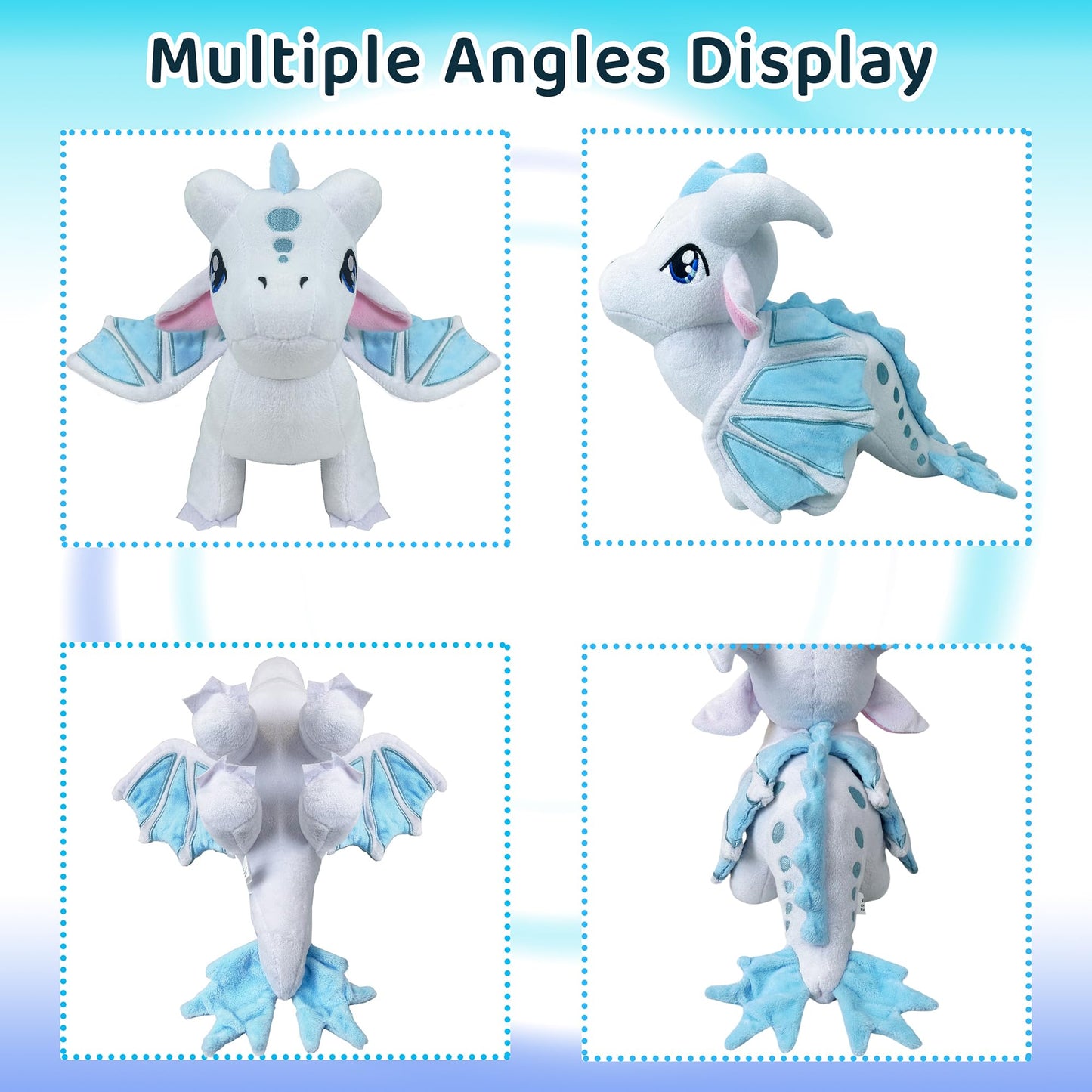 New Dragon Plush Stuffed Animal Plushies Toy Kawaii Dragon Decor Merch Present For Kids Boys Girls For Aged 3+ (White)