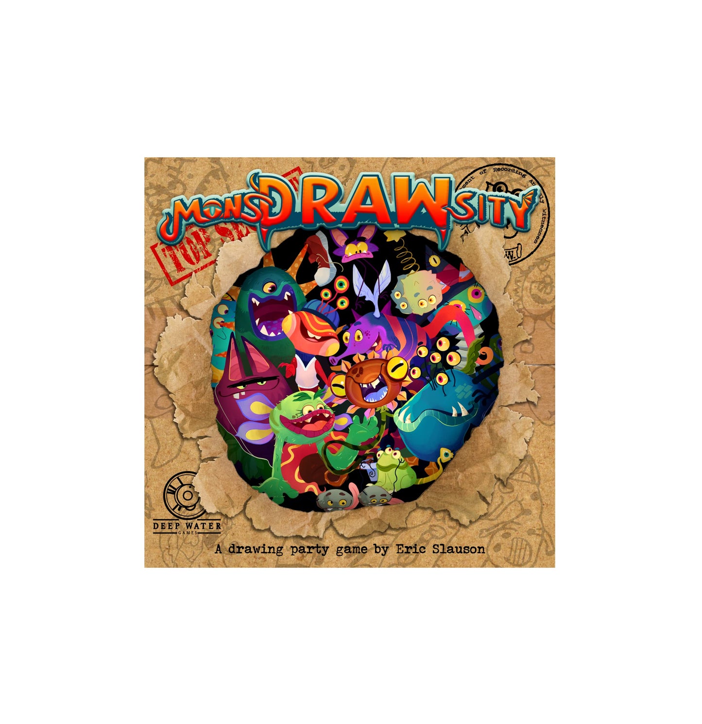 Deep Water Games MonsDRAWsity Top Secret Drawing Party Game, 3-8 Players, Cardstock, Ages 8+