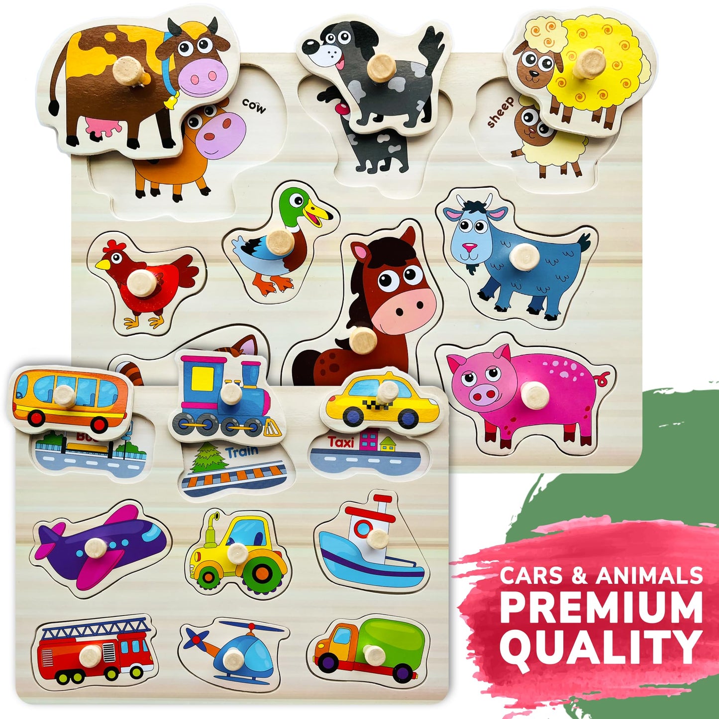Quokka Wooden Puzzles For Toddlers Ages 1-3-5 In A Bag - Alphabet Learning Kids Puzzle 2-4 Year Old - Educational Wood Travel To