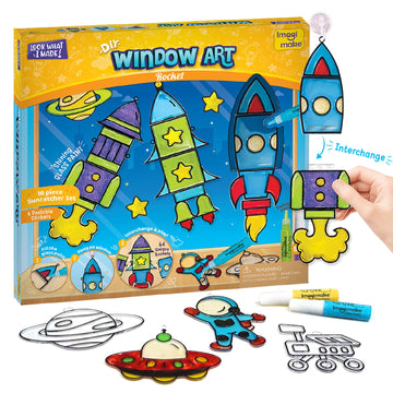 Imagimake Window Art For Kids - Rocket | Suncatcher Kits For Kids, Arts And Crafts For Kids Ages 6-8 | Irthday Gifts For 5 6 7 8 9 10 Years Old Boys & Girls | Easter Gifts For Kids | Easter Toys