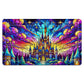 Wizcraft Gaming Paramint Lorcana Stained Glass Castle (Stitched) - Lorcana Playmat - Lorcana Mat, Lorcana Game Mat - Non-Slip Ru