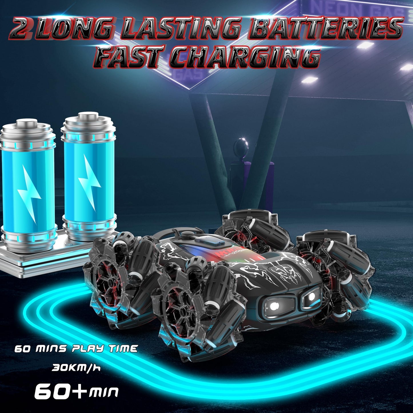 OSIMILY Remote Control Car Monster Truck - 2.4GHz New Upgraded Double-Sided 360 Rotating RC Cars with Headlights, 4WD Kids, Suit