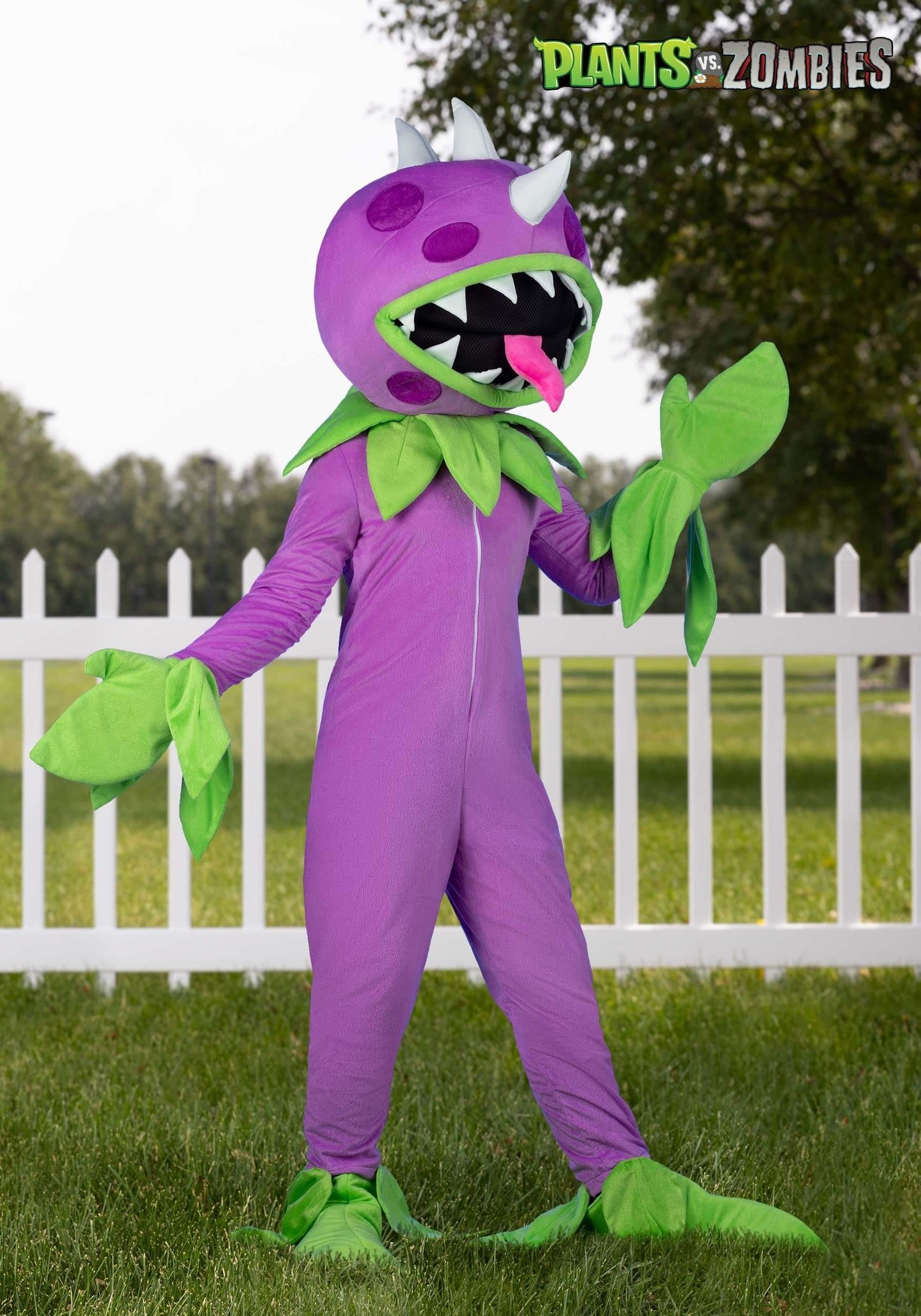 Fun Costumes Plants Vs Zombies Chomper For Kids, Purple Chomper Jumpsuit, Venus Flytrap Plant For Halloween X-Small