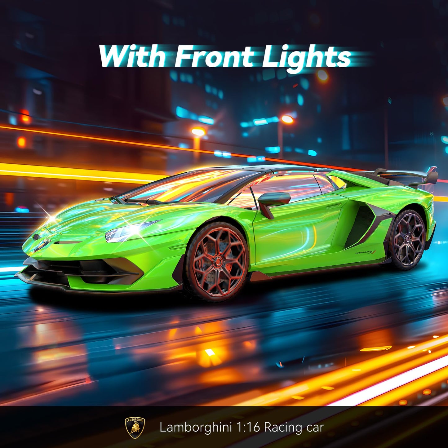 AEROQUEST Remote Control Car for Lamborghini, Officially Licensed 1:16 Scale Lambo Hobby Rc Cars with Headlight, 2.4GHz Race Car