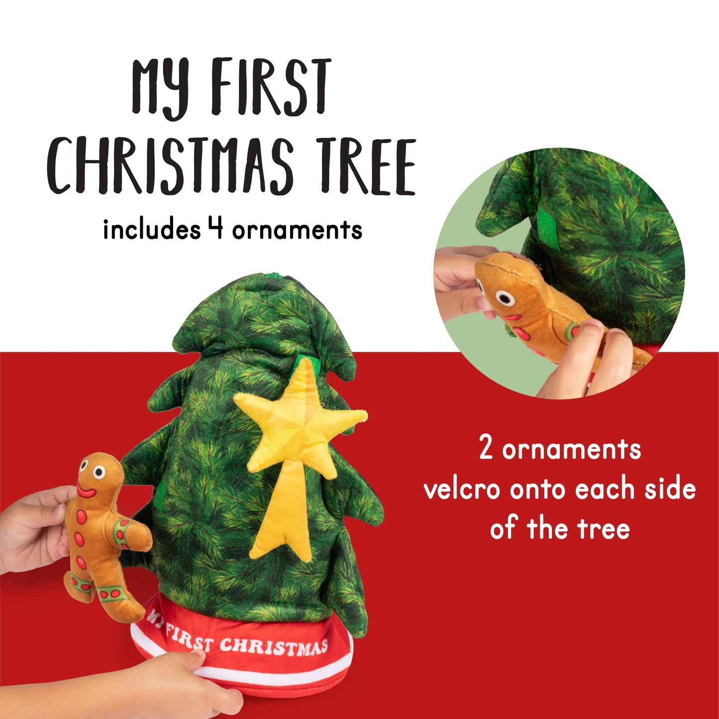 Singing Christmas Tree Plush Set | Includes 4 Soft Plush Ornaments With Plush Christmas Tree Shaped Carrier | Toy Christmas Tree