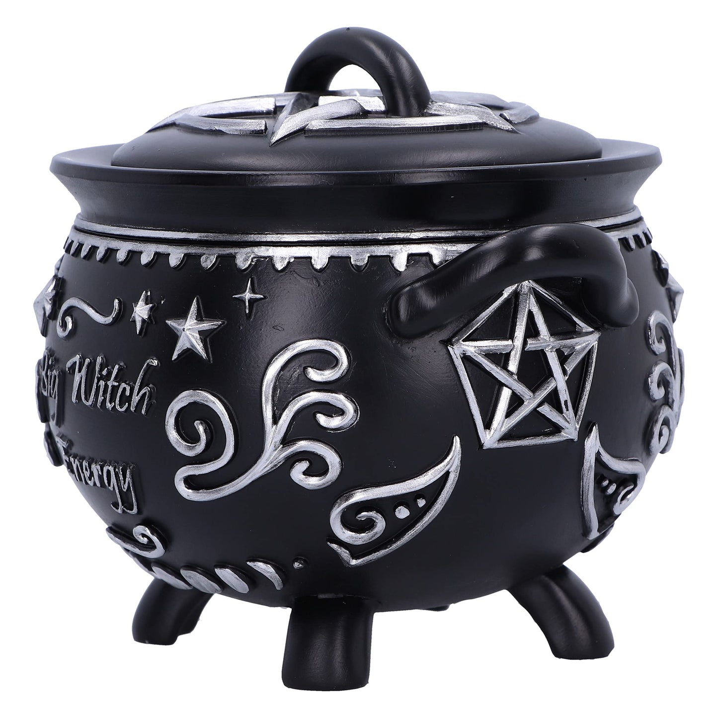 Nemesis Now Big Witch Energy Cauldron Box 15.4Cm, Resin, Black, Halloween Giftware Collection, Halloween Witch'S Cauldron Box, Witchcraft Giftware, Storage Box, Cast In The Finest Resin, Hand-Painted