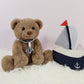 Mikee Fluffie Teddy Bear Stuffed Animal With Navy Collar, 9'' Small Teddy Bear, Cute Soft Stuffed Animals For Girls Kids, Valent