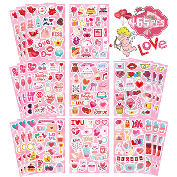 465Pcs Valentine Stickers - Valentines Stickers For Kids Love Stickers Kawaii Heart Stickers Valentine'S Day Theme Stickers Part