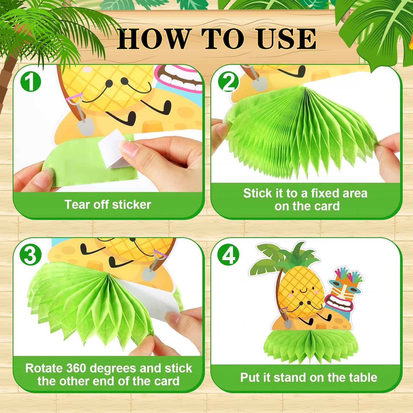 Weekgrat 12 Pcs Pineapple Honeycomb Centerpieces Decorations Tropical Fruit Table Sign Summer Aloha Luau Beach Hawaii Pineapple