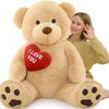 Beniny Giant Teddy Bear Stuffed Animal 5Ft, Big Teddy Bear With Heart, Large Brown Stuffed Bear Plush Toys For Kids, I Love You