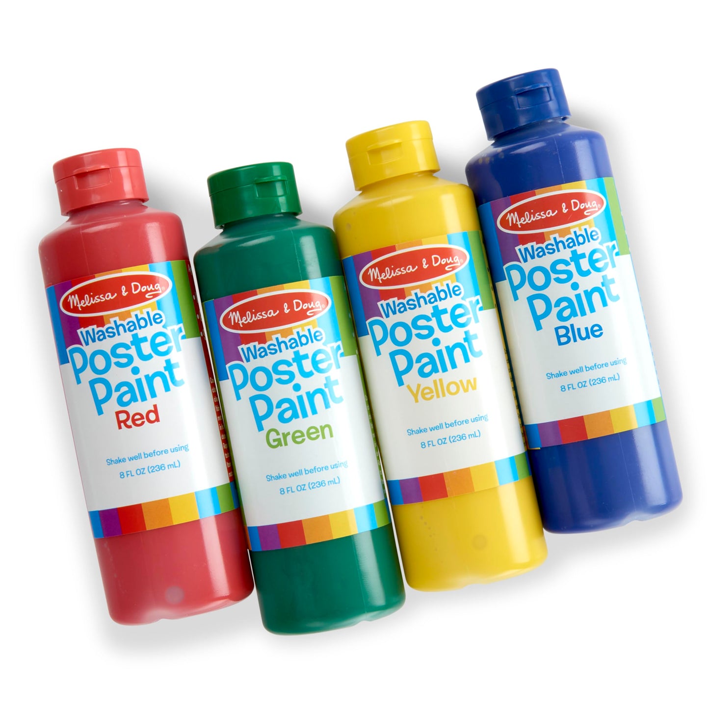 Melissa & Doug Washable Poster Paint Set (4 Colors Red, Yellow, Green, Blue)
