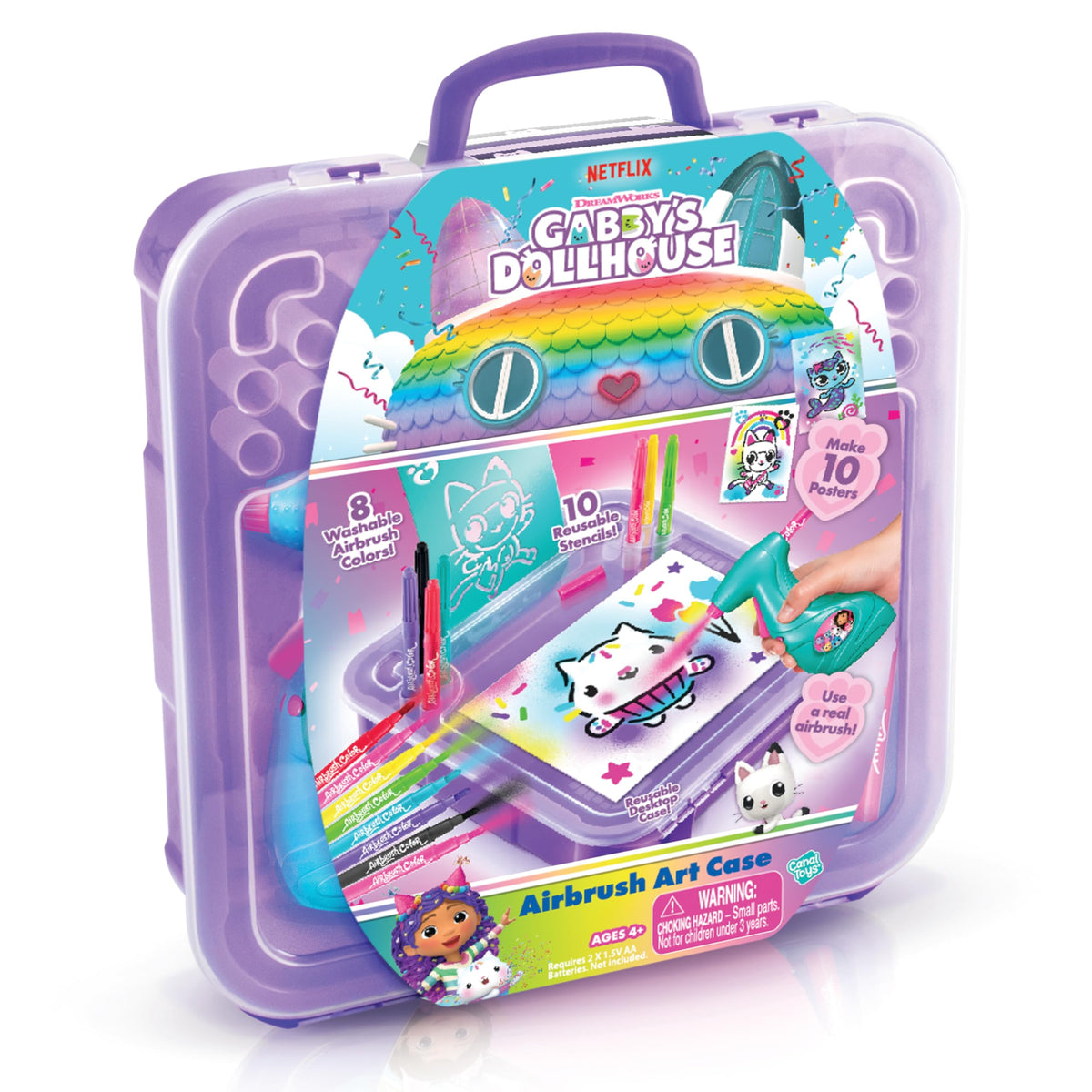 Gabbys Dollhouse Airbrush Art Case! Handled Art Case For Storage And Portability! Make Your Own Cattasic Posters With Stencils
