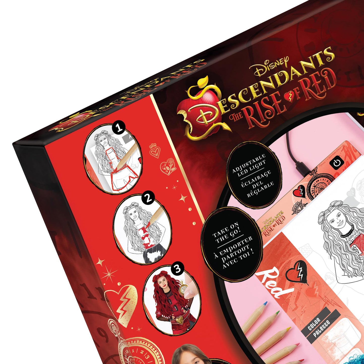 Make It Real: Descendants 4 Rise of Red - LED Light Board Fashion Sketching Set - Create Fashion Designs, Adjustable Light, Disn