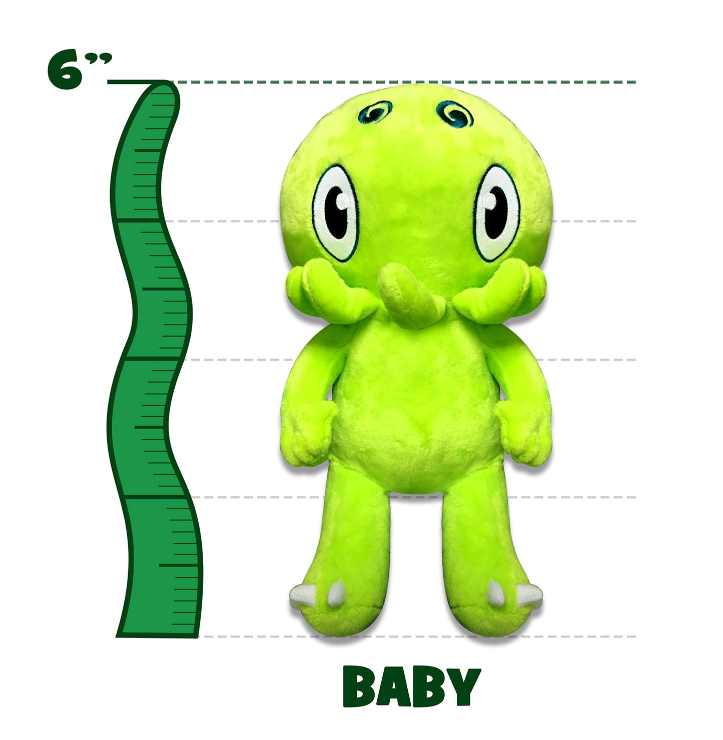 C is for Cthulhu Baby Plush Toy, Green, 6 Inches, Soft Plush Material