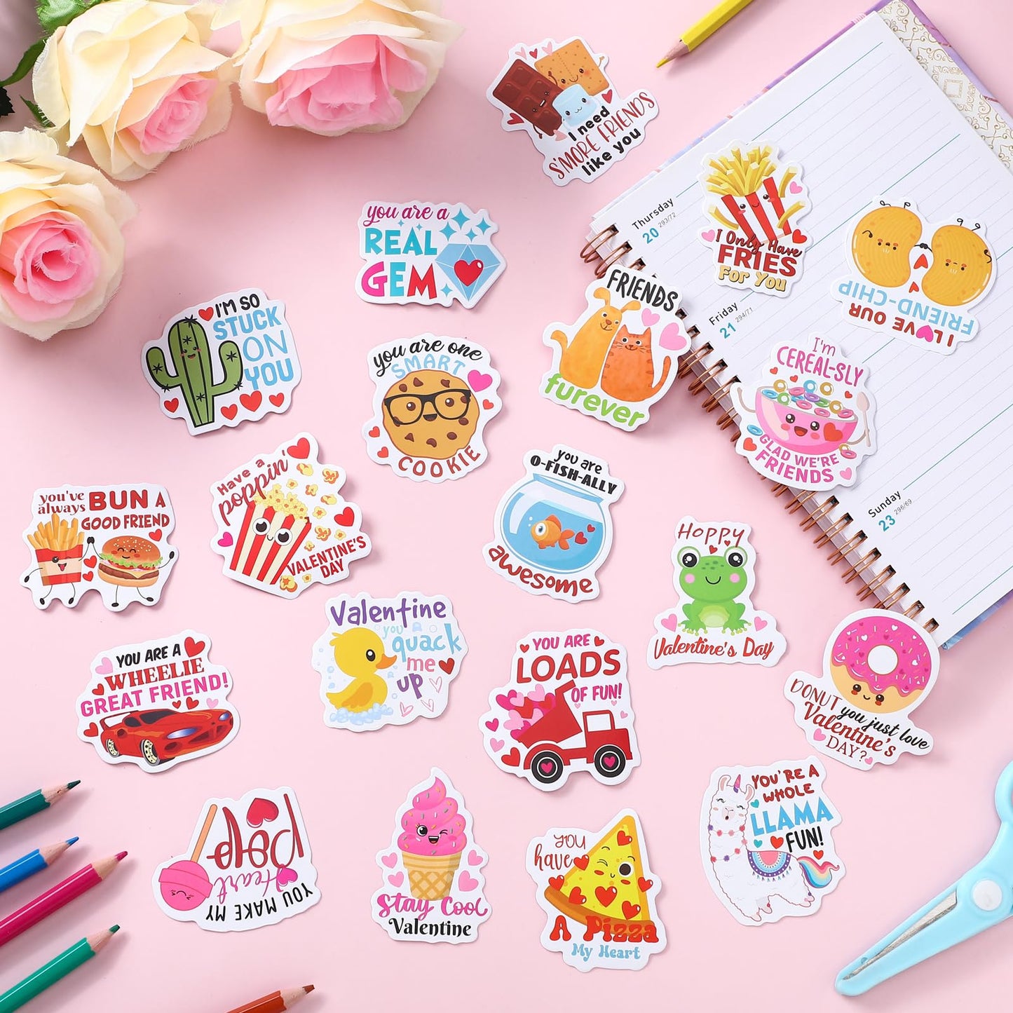 Motiskyy 240 Pcs Valentines Day Scratch and Sniff Stickers Large Smelly Scented Motivational Stickers Food Dessert Reward Decal