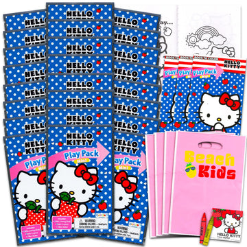 Hello Kitty Mini Party Favors Set for Kids - Bundle with 24 Mini Hello Kitty Grab n Go Play Packs with Coloring Pages, Stickers 