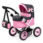 Bayer Design Dolls: Trendy Pram - Hearts Black & Pink - Includes Matching Shoulder Bag, For Dolls Up To 18'', Foldable, Kids Pre