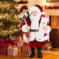 Uten 11'' Santa Claus Decorations With Glasses Blessing Letter And Gifts Bag, Christmas Standing Figurine Ornaments For New Year