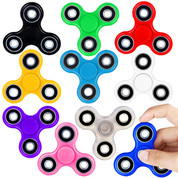 Scione Fidget Spinner Bulk 10 Pack Tri-Spinner Office Desk Classroom Adhd Anti Anxiety Focus Finger Fidget Spinners Stress Relief Toys Gifts For Adults Kids Party Favors Easter Basket Suffers
