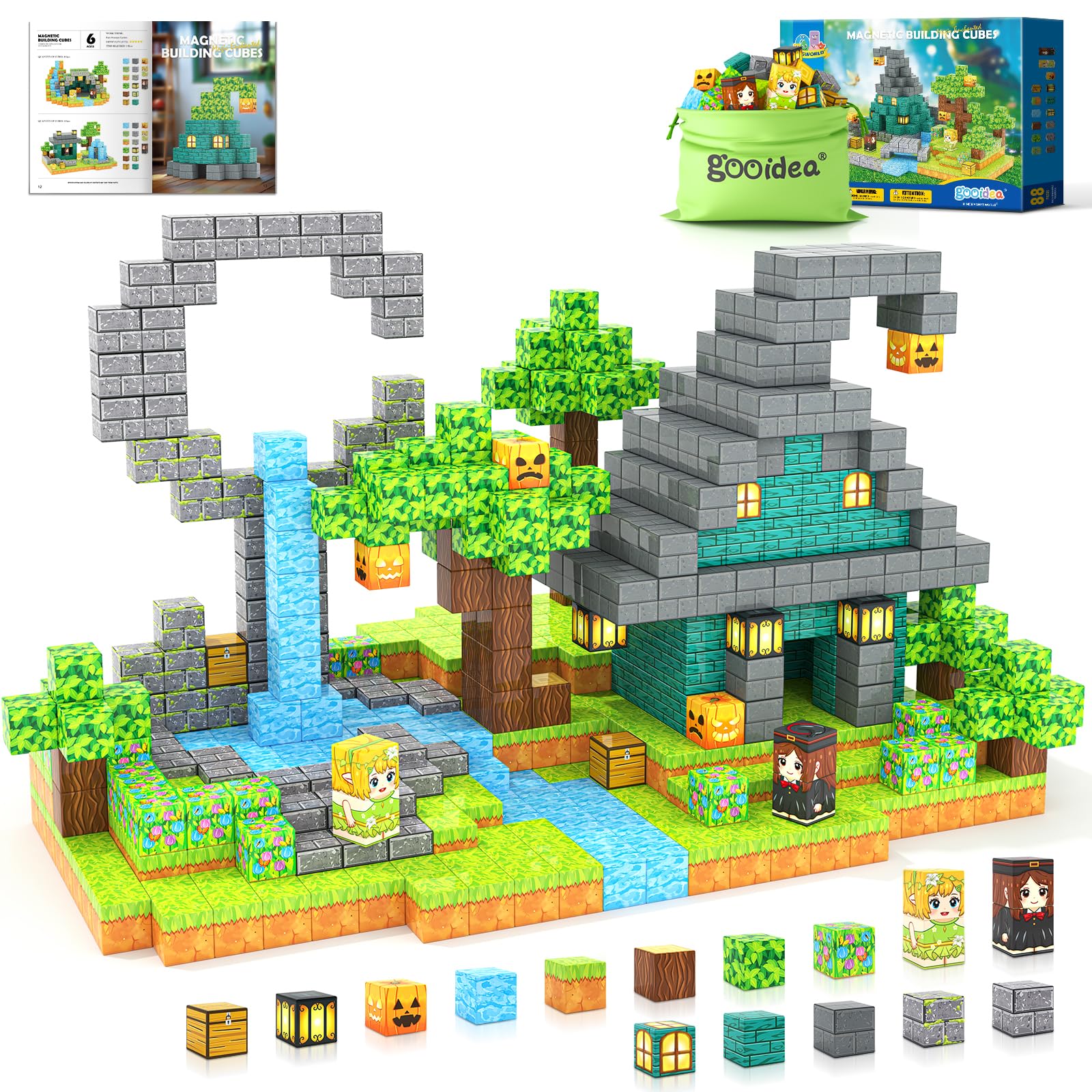 Large Magnetic Blocks Kids Building Toys Mine Magworld Magic Enchanted Building Craft 1'' Cubes, Construction Sensory Toys For 3