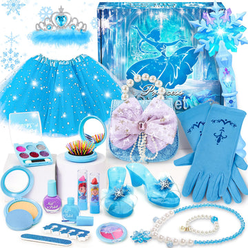 Golray Frozen Toys for Girls Gifts Kids Makeup Kit & Elsa Princess Dress Up Set Real Make up/ Nail Polish/ Wand/ Purse, Christma