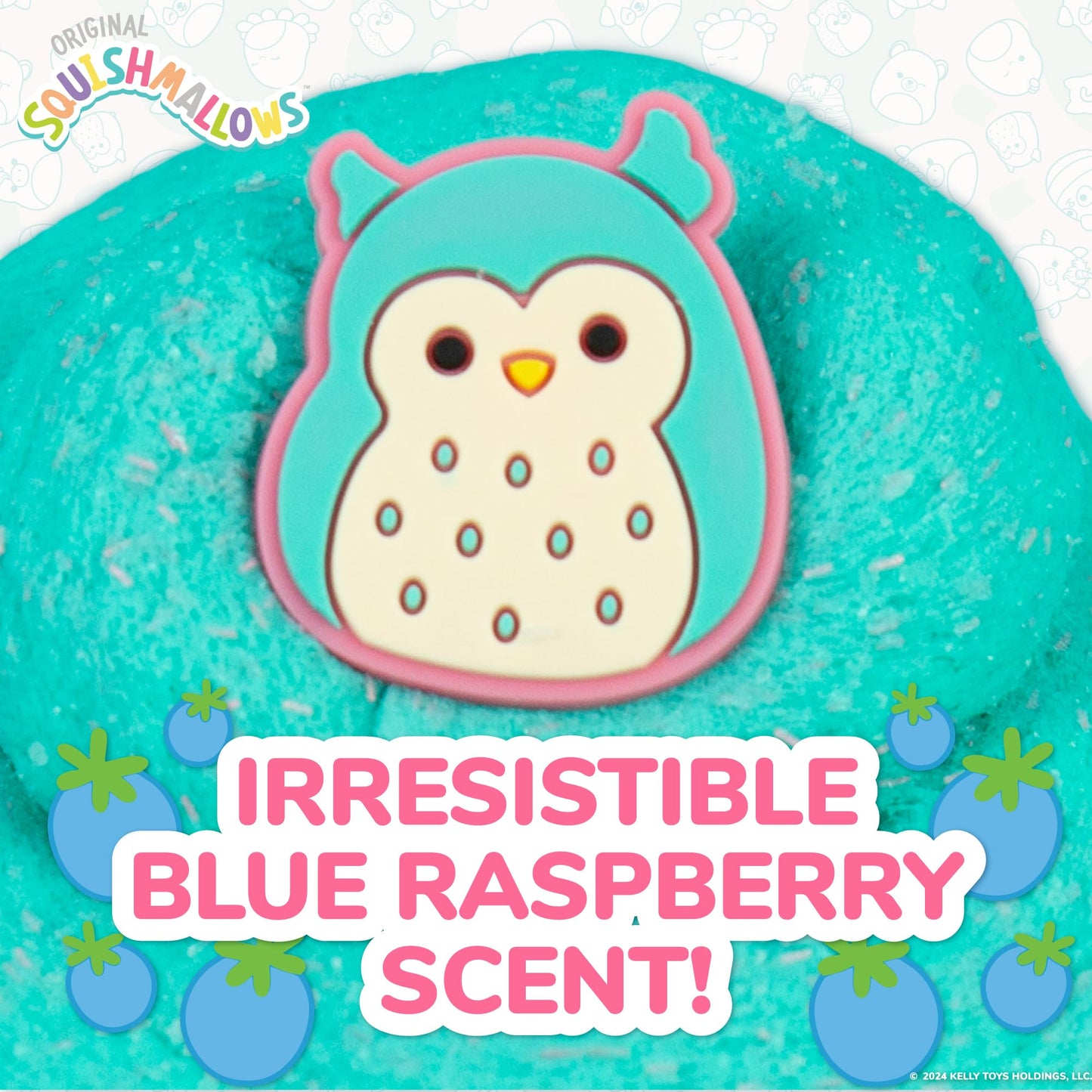 Squishmallows Winston The Owl Scented Slime, Blue Raspberry, 8 oz, Fun Add-Ins, Perfect Gift for Kids, Soft & Squishy Toy