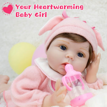 Milidool Reborn Baby Dolls Lifelike Girl Doll 22 Inch Realistic Newborn Baby Doll Real Looking Silicone Baby Dolls Girl With Feeding Bunny Toy Gift Set For Kids 3+