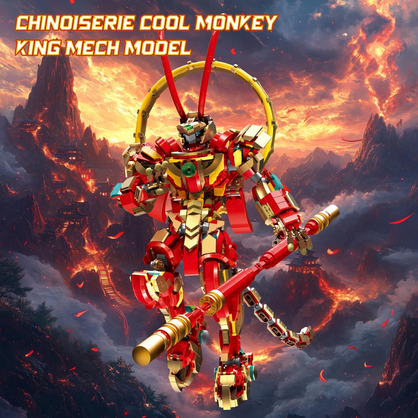 NUTER Monkey King Mech Building Set for mature-themed - Cool Action Figure Wukong Mech Toy Block Set  Monkie Kid Collection Display Model  Valentine's Day Gift for Boys Girls (1393Pieces