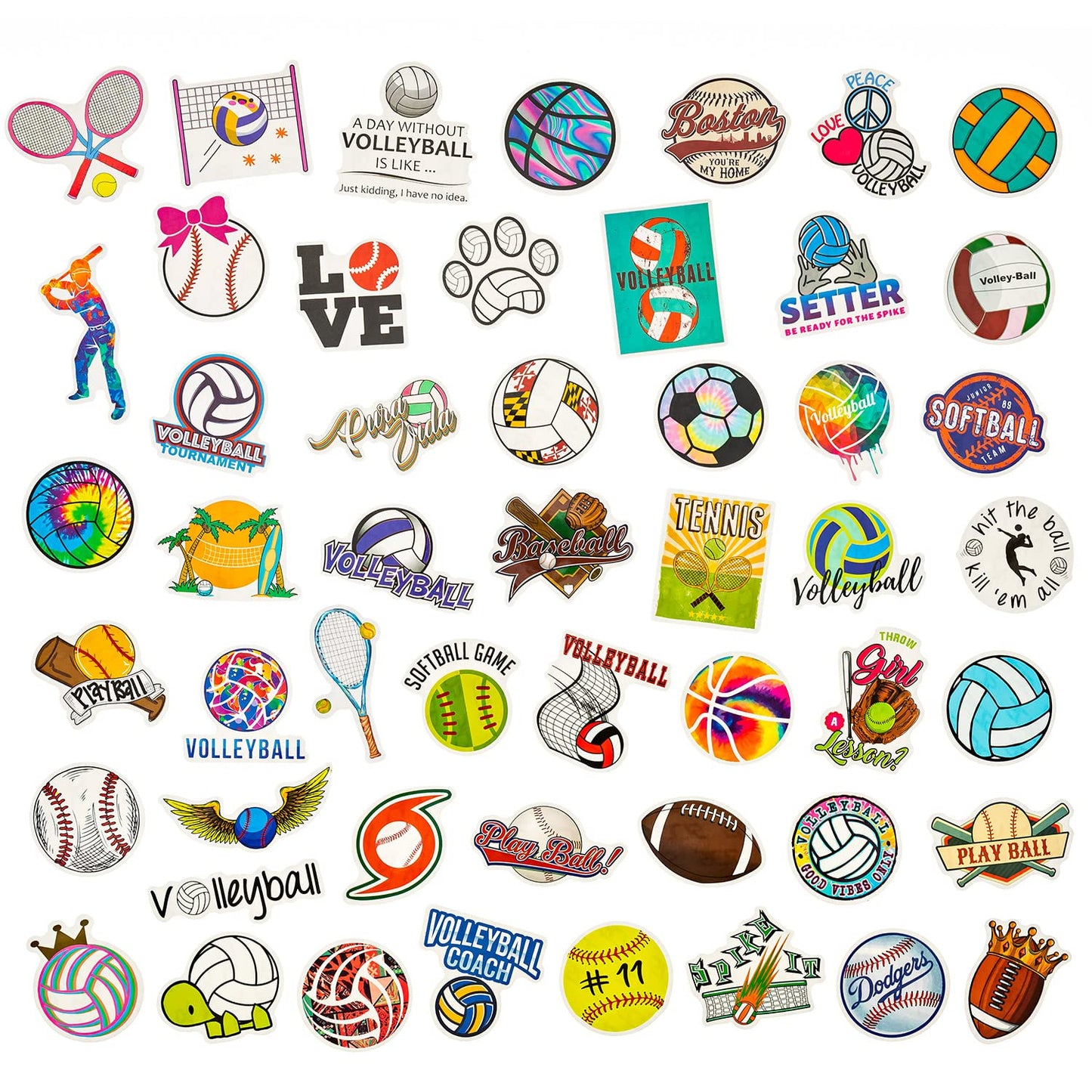100Pcs Sports Stickers For Water Bottles, Sport Theme Stickers For Kids Boys Teens Include Volleyball Softball Football Basketba