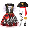 Cuteshower Girls Pirate Costume For Kids Halloween Dress Up Pirate Pretend Cosplay 5-7 Years