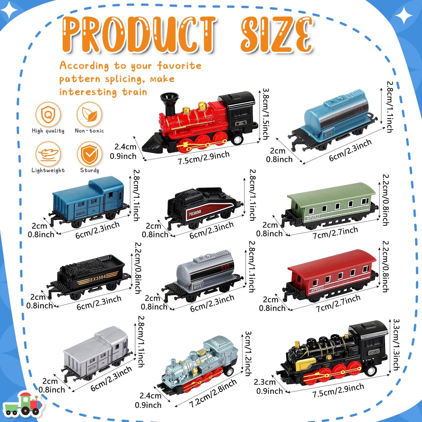 Hanaive 3 Sets Train Toys Mini Simulation Steam Toys Small Retro Steam Train Model Pull Back Set Diecast Locomotive Model Set fo