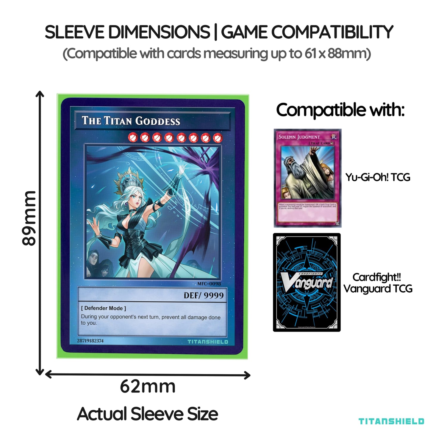 TitanShield Small Trading Card Sleeves - Slime Green Deck Protector for Yu-Gi-Oh & Cardfight!! Vanguard