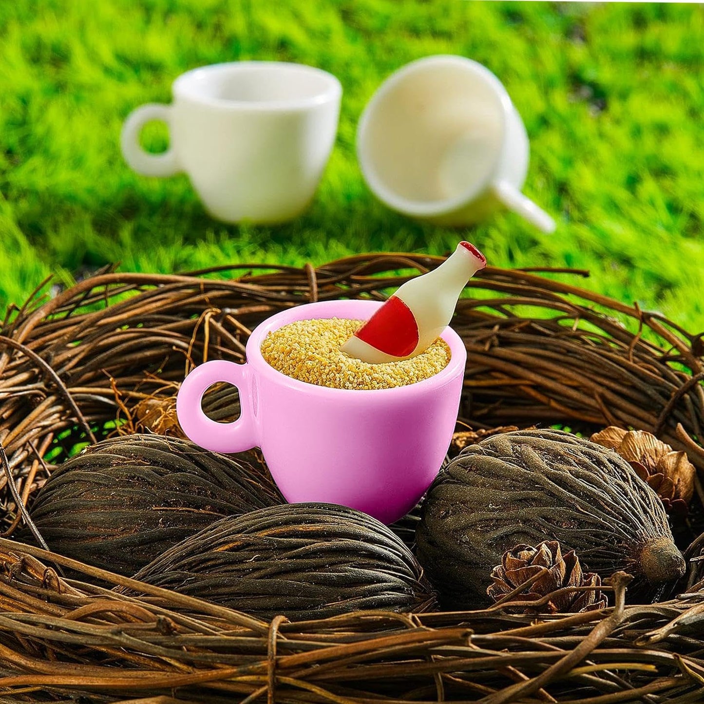 Patelai 30 Pieces Mini Coffee Cups Tea Cup White Plastic Coffee Cups Miniature Food Kitchen Room Decoration Accessories Gifts Fo