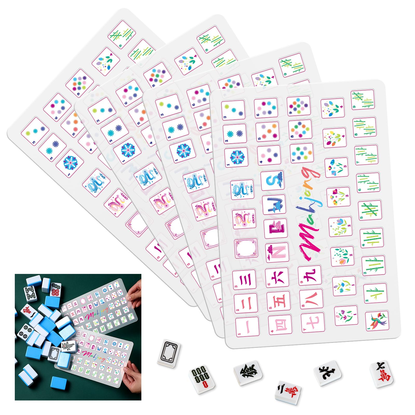 Seenelling 4 Pcs Mahjong Tile Mixer Shuffler for Mixing and Shuffling Tiles Plastic Mahjong Accessories Gifts for Lovers Playing