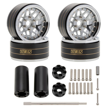 Meus Racing 1.9'' Beadlock Wheels Rims, 120.5G Brass & Aluminum Deep-Dish Wheels For 1/10 Rc Crawler Scx10 Trx4 Vs4-10 Gen8 (A-T