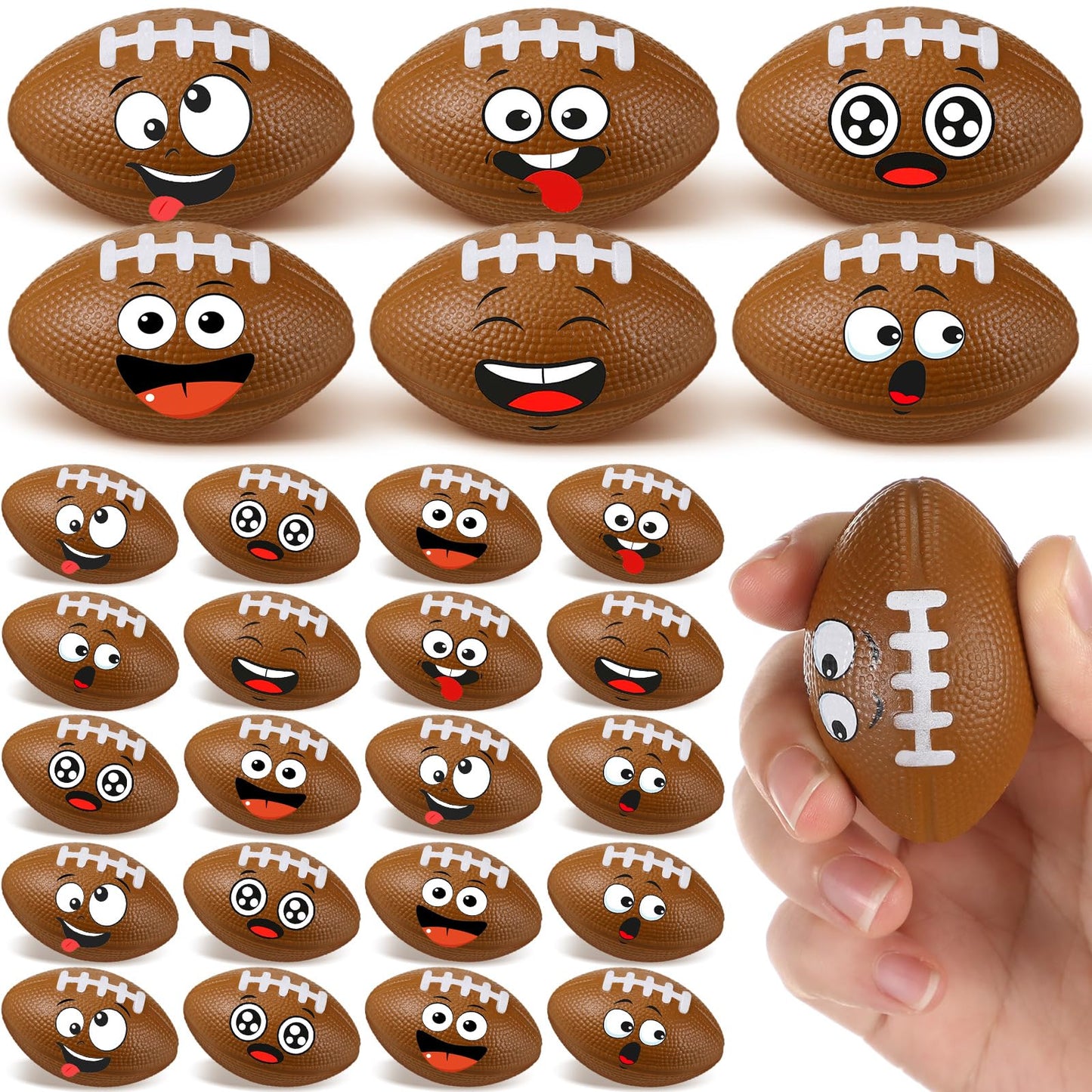 Arrowbash 24 Pcs Mini Face Football Stress Balls For Boys Girls Football Stress Balls Funny Face Squeeze Balls Foam Balls For St