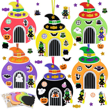 Fennoral 12 Pack Halloween Craft Kit For Kids Make You Own Witch House Foam Stickers Ornament Diy Arts And Crafts For Kids Girls