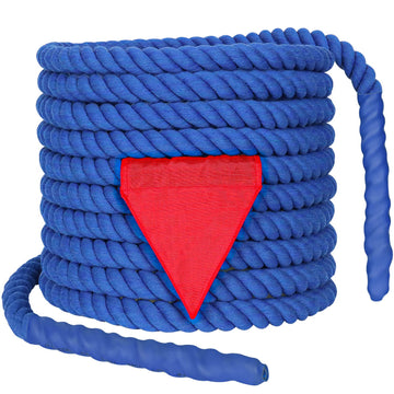 Tug of a War Rope for Kids and mature-themed  Tag o War Ropes with Flag for Outdoor  Outside Carnival  Lawn  Field  Team Building Game  Safety Cord for School and Church  Blue 25FT