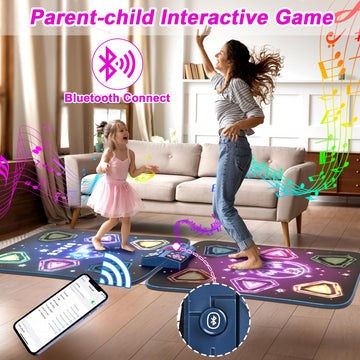 Dance Mat Toys For 3-12 Year Old Girls Boy, 2 Players Dance Mat With Light-Up 12 Buttons & 5 Games Mode, Bluetooth Dance Game To