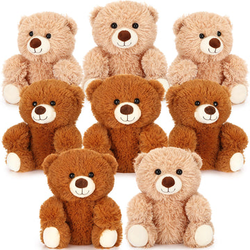 Jenaai 8 Pcs 10 Inches Stuffed Animal Bear Bulk Valentine'S Day Gift Soft Cute Baby Shower Bear Small Stuffed Plush Toys For Gir