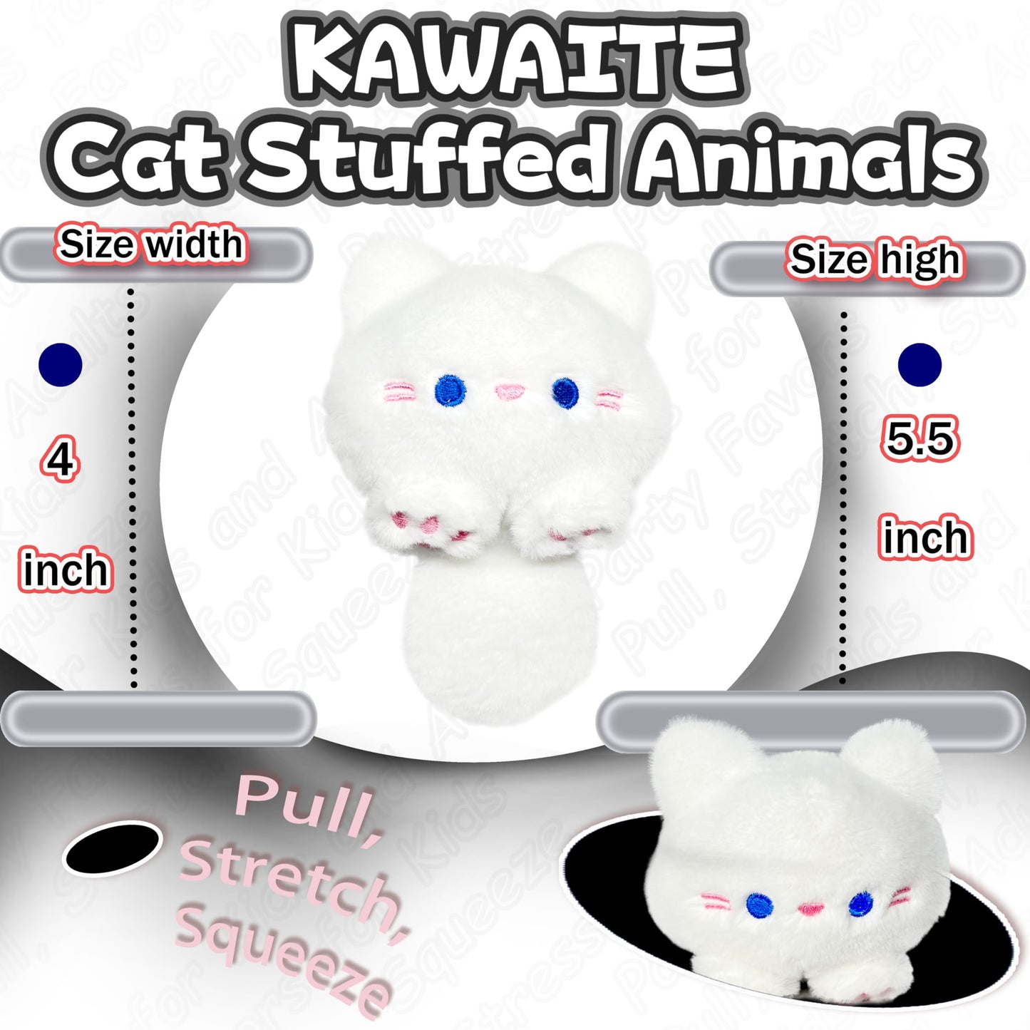 White Cat Stuffed Animals, Kawaii Cat Plushies For Girls And Boys, Soft Cats Mini Plush Toy Keychain, Fun Cuddly Plush Toys For