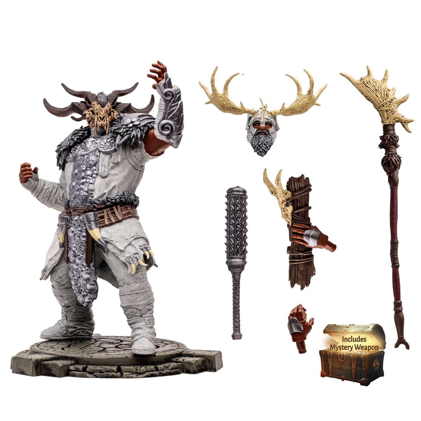 McFarlane Toys Diablo IV Druid 6-Inch 1:12 Scale Action Figure with Interchangeable Head and Hand  3   Display Base  and Mystery Weapon (Epic)